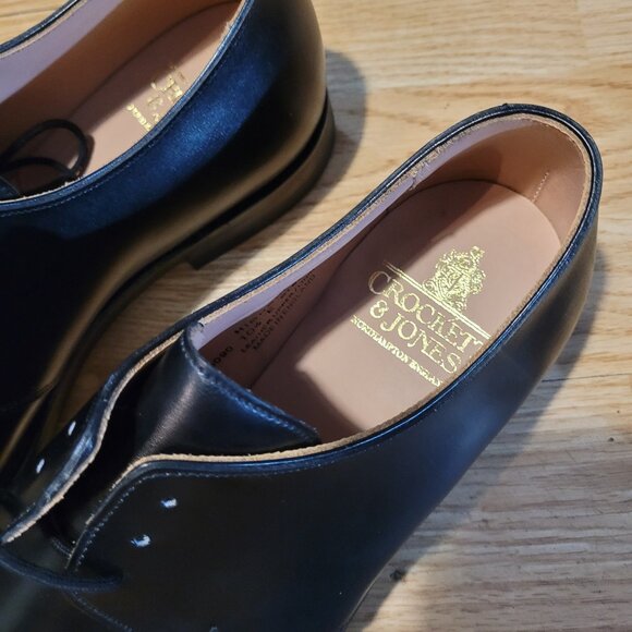 Crockett & Jones Highbury Black Derby Shoes - Picture 1 of 10